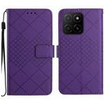 For Honor X5b 4G / X5b Plus 4G Rhombic Grid Texture Leather Phone Case(Purple)