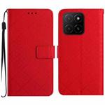 For Honor X5b 4G / X5b Plus 4G Rhombic Grid Texture Leather Phone Case(Red)