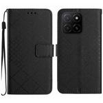 For Honor X5b 4G / X5b Plus 4G Rhombic Grid Texture Leather Phone Case(Black)