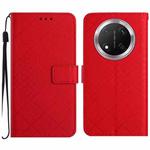 For Honor X9c Rhombic Grid Texture Leather Phone Case(Red)