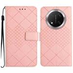 For Honor X9c Rhombic Grid Texture Leather Phone Case(Pink)