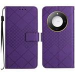 For Honor X9c Smart Rhombic Grid Texture Leather Phone Case(Purple)