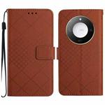 For Honor X9c Smart Rhombic Grid Texture Leather Phone Case(Brown)