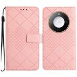 For Honor X9c Smart Rhombic Grid Texture Leather Phone Case(Pink)