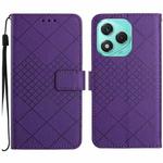 For Honor 400 Lite Global Rhombic Grid Texture Leather Phone Case(Purple)