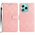 For Honor 400 Lite Global Rhombic Grid Texture Leather Phone Case(Pink)
