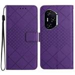 For Honor 400 Pro Global 160.8mm Rhombic Grid Texture Leather Phone Case(Purple)