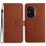 For Honor 400 Pro Global 160.8mm Rhombic Grid Texture Leather Phone Case(Brown)