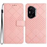 For Honor 400 Pro Global 160.8mm Rhombic Grid Texture Leather Phone Case(Pink)