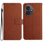 For Honor 400 Global 156.5mm Rhombic Grid Texture Leather Phone Case(Brown)