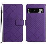 For Google Pixel 8 Pro Rhombic Grid Texture Leather Phone Case(Purple)