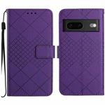 For Google Pixel 7a Rhombic Grid Texture Leather Phone Case(Purple)