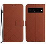 For Google Pixel 7 Pro Rhombic Grid Texture Leather Phone Case(Brown)