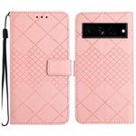 For Google Pixel 7 Pro Rhombic Grid Texture Leather Phone Case(Pink)