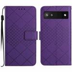 For Google Pixel 6a Rhombic Grid Texture Leather Phone Case(Purple)