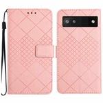 For Google Pixel 6a Rhombic Grid Texture Leather Phone Case(Pink)