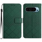 For Google Pixel 9 Pro XL Rhombic Grid Texture Leather Phone Case(Green)