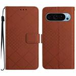 For Google Pixel 9 Pro XL Rhombic Grid Texture Leather Phone Case(Brown)