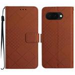 For Google Pixel 9a Rhombic Grid Texture Leather Phone Case(Brown)