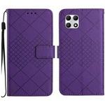 For T-Mobile REVVL 7 5G Rhombic Grid Texture Leather Phone Case(Purple)