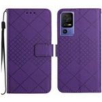 For TCL 40 SE Rhombic Grid Texture Leather Phone Case(Purple)