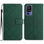 For TCL 40 SE Rhombic Grid Texture Leather Phone Case(Green)