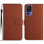 For TCL 40 SE Rhombic Grid Texture Leather Phone Case(Brown)