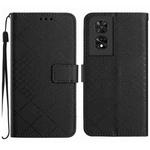 For TCL 505 Rhombic Grid Texture Leather Phone Case(Black)