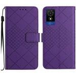 For TCL 502 Rhombic Grid Texture Leather Phone Case(Purple)