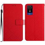 For TCL 502 Rhombic Grid Texture Leather Phone Case(Red)