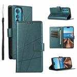 For Motorola Edge 30 PU Genuine Leather Texture Embossed Line Phone Case(Green)