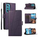For Motorola Edge 30 PU Genuine Leather Texture Embossed Line Phone Case(Purple)