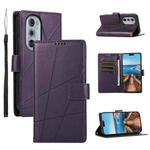 For Motorola Edge 30 Pro PU Genuine Leather Texture Embossed Line Phone Case(Purple)