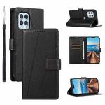 For Motorola Edge S PU Genuine Leather Texture Embossed Line Phone Case(Black)