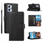 For Motorola Moto G13 PU Genuine Leather Texture Embossed Line Phone Case(Black)