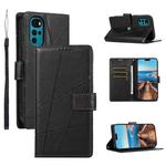 For Motorola Moto G22 PU Genuine Leather Texture Embossed Line Phone Case(Black)