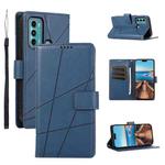 For Motorola Moto G60 PU Genuine Leather Texture Embossed Line Phone Case(Blue)