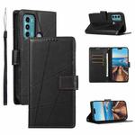 For Motorola Moto G60 PU Genuine Leather Texture Embossed Line Phone Case(Black)