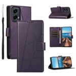 For Motorola Moto G Stylus 5G 2024 PU Genuine Leather Texture Embossed Line Phone Case(Purple)