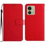 For Motorola Edge 40 Rhombic Grid Texture Leather Phone Case(Red)