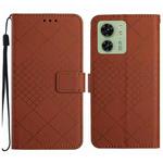 For Motorola Edge 40 Rhombic Grid Texture Leather Phone Case(Brown)