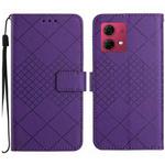 For Motorola Edge 40 Neo Rhombic Grid Texture Leather Phone Case(Purple)