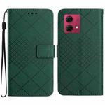 For Motorola Edge 40 Neo Rhombic Grid Texture Leather Phone Case(Green)