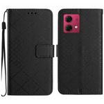 For Motorola Edge 40 Neo Rhombic Grid Texture Leather Phone Case(Black)