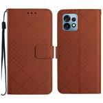 For Motorola Edge+ 2023 / Edge 40 Pro Rhombic Grid Texture Leather Phone Case(Brown)