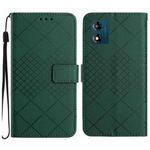 For Motorola Moto E13 Rhombic Grid Texture Leather Phone Case(Green)
