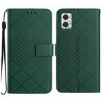 For Motorola Moto E22 / E22i 4G Rhombic Grid Texture Leather Phone Case(Green)