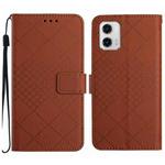 For Motorola Moto G 5G 2023 Rhombic Grid Texture Leather Phone Case(Brown)