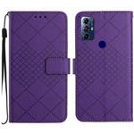 For Motorola Moto G Play 2023 / G Pure 2021 Rhombic Grid Texture Leather Phone Case(Purple)