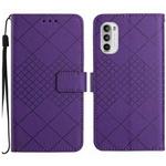 For Motorola Moto G Stylus 5G 2022 Rhombic Grid Texture Leather Phone Case(Purple)